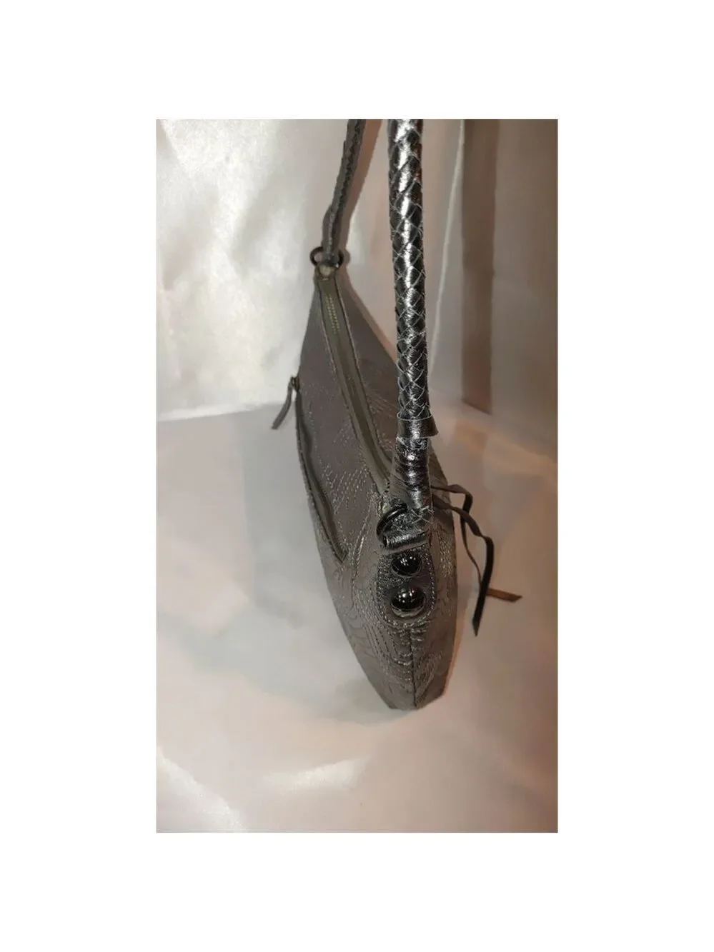 Elliott Lucca Metallic Silver Hobo Bag